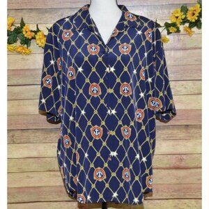 Vintage Westbound Button Up Shirt Top Blue Nautical Ladies Size 16 Novelty Print